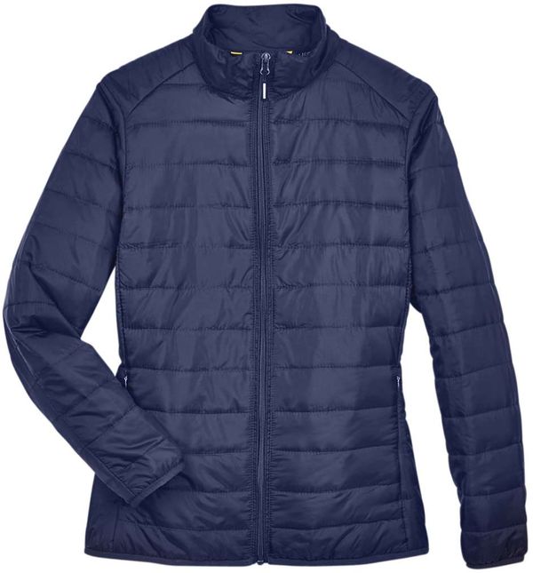 An image of a Custom Core 365 Ladies' Prevail Packable Puffer Jacket in Classic Navy!