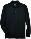 An image of a Custom Core 365 Men's Pinnacle Performance Long Sleeve Pique Polo in Black!