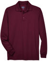 An image of a Custom Core 365 Men's Pinnacle Performance Long Sleeve Pique Polo in Burgundy!