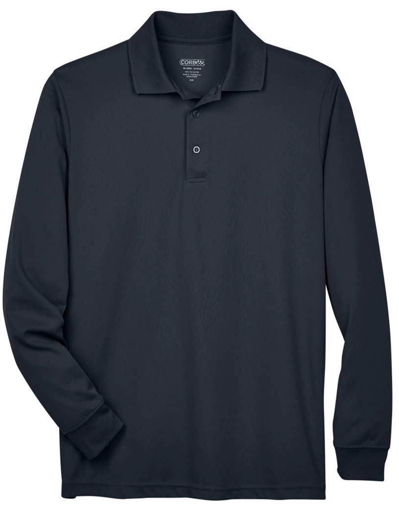 Core 365 Men's Pinnacle Performance Long Sleeve Pique Polo in Carbon