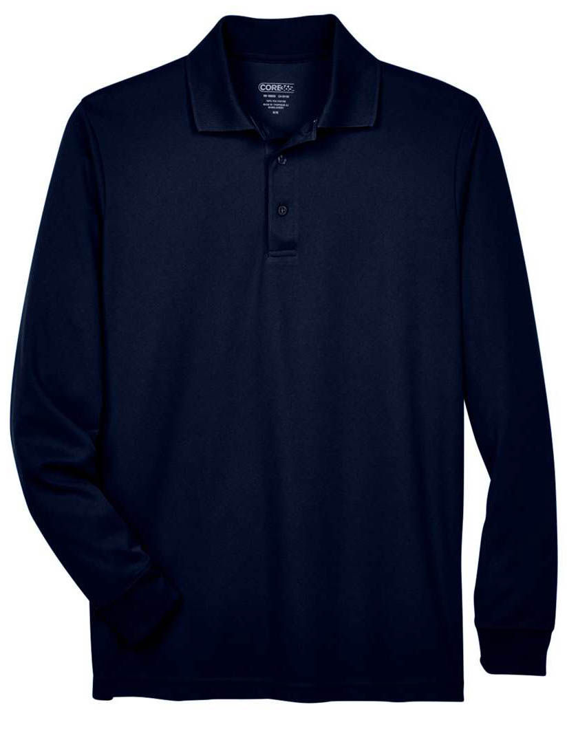 Core 365 Men's Pinnacle Performance Long Sleeve Pique Polo in Classic Navy