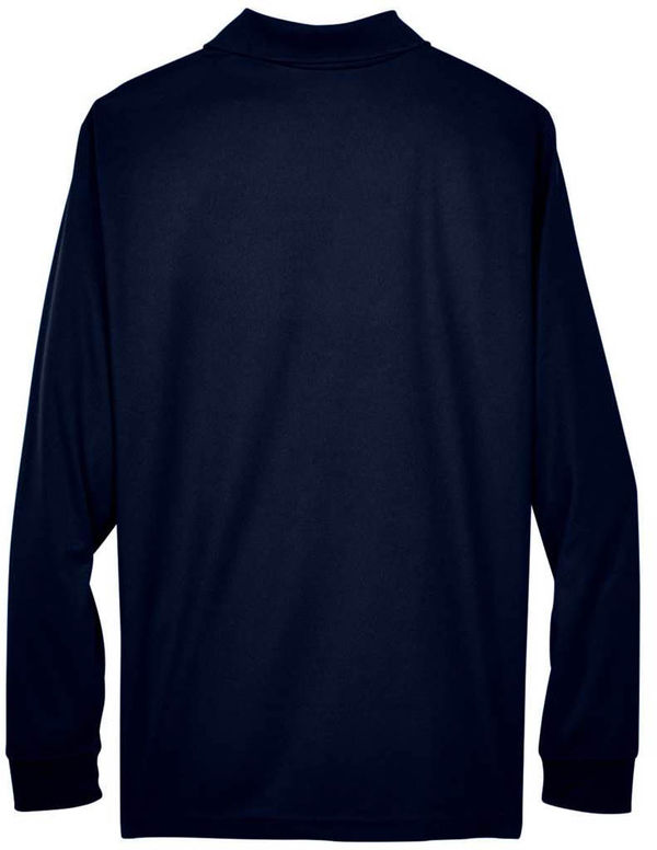 An image of a Custom Core 365 Men's Pinnacle Performance Long Sleeve Pique Polo in Classic Navy!