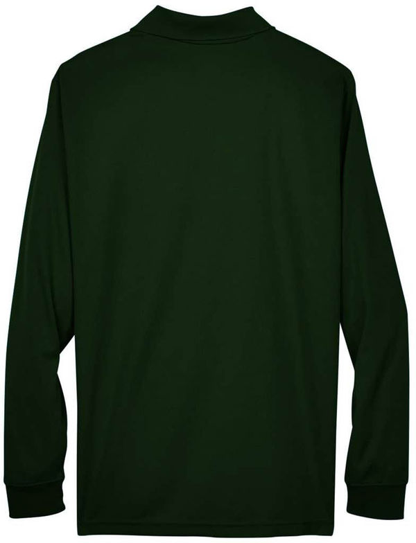 An image of a Custom Core 365 Men's Pinnacle Performance Long Sleeve Pique Polo in Forest!