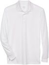 An image of a Custom Core 365 Men's Pinnacle Performance Long Sleeve Pique Polo in White!