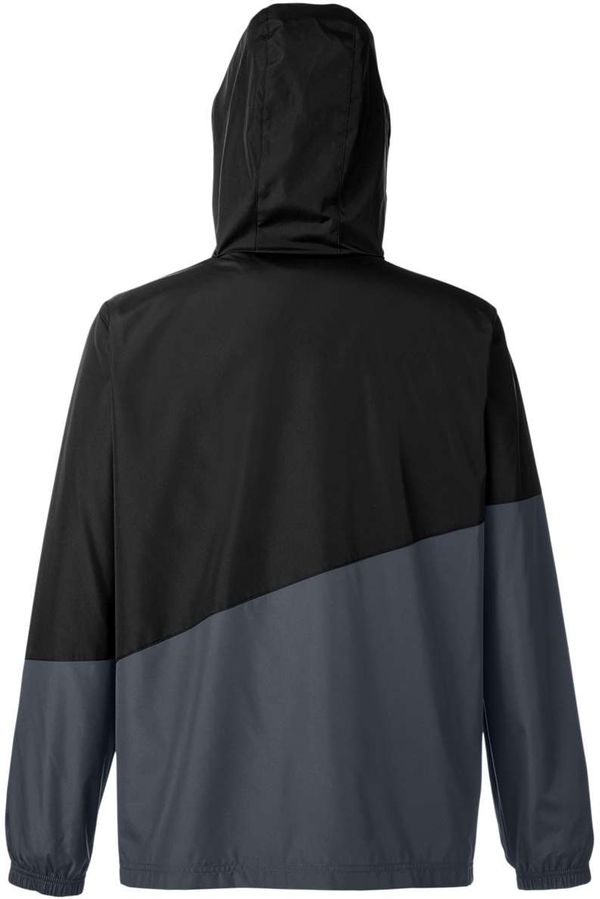 An image of a Custom Core 365 Unisex Techno Lite Colorblock Windbreaker in Black/Carbon!