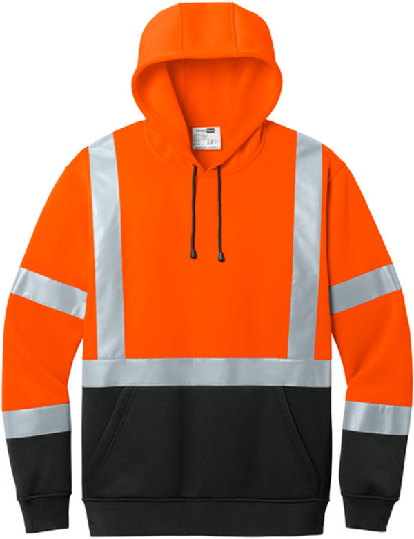 An image of a Custom Cornerstone ANSI 103 Class 3 Heavy Duty Fleece Pullover Hoodie in Safety Orange!