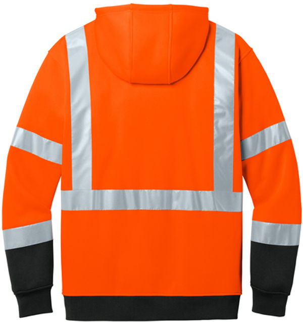 An image of a Custom Cornerstone ANSI 103 Class 3 Heavy Duty Fleece Pullover Hoodie in Safety Orange!