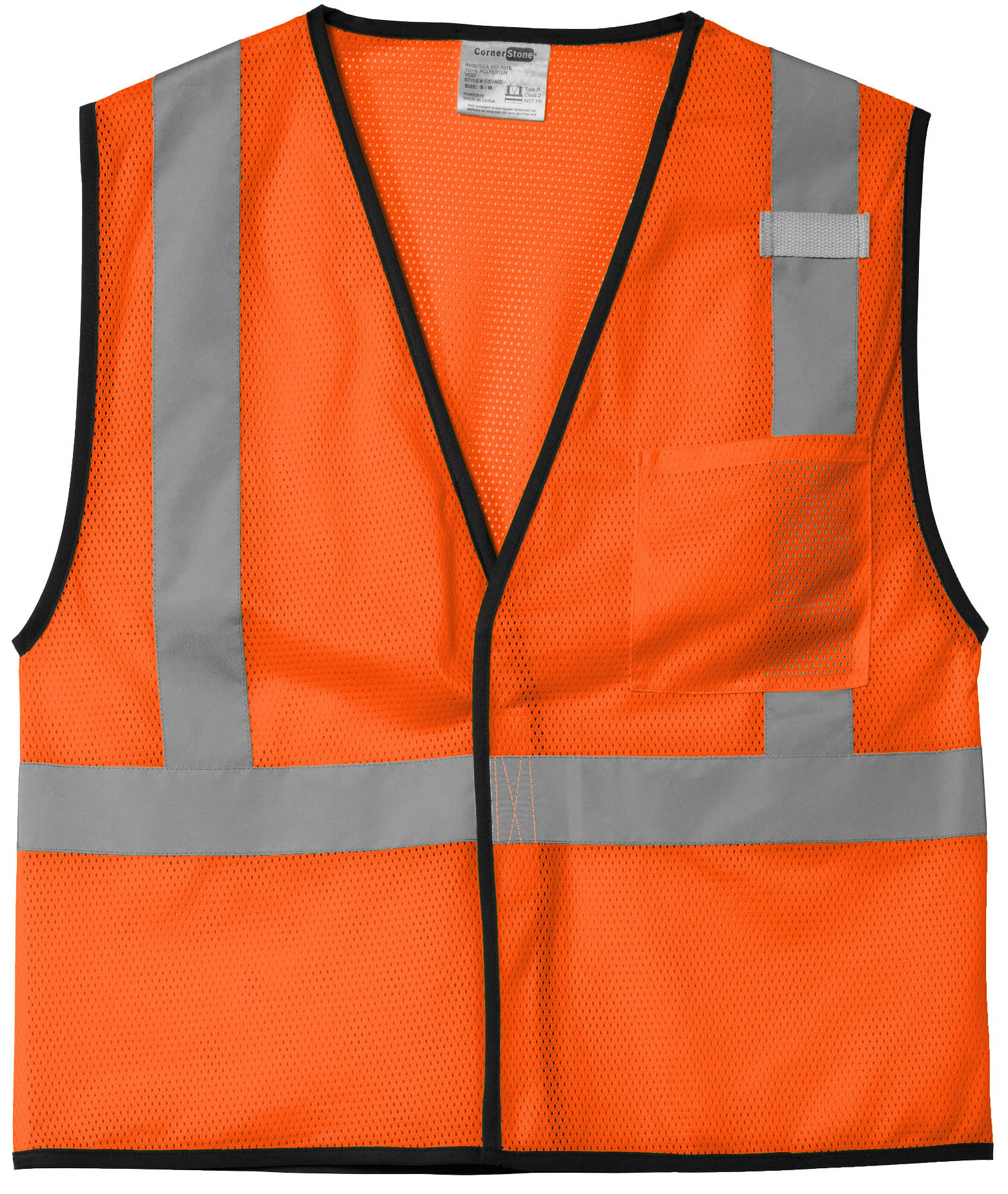 CornerStone ANSI 107 Class 2 Economy Mesh One Pocket Vest in Safety Orange