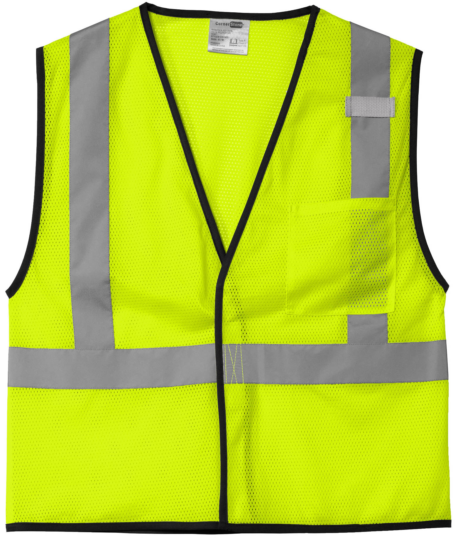 CornerStone ANSI 107 Class 2 Economy Mesh One Pocket Vest in Safety Yellow