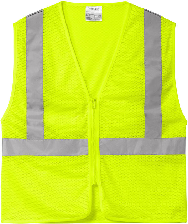 An image of a Custom CornerStone ANSI 107 Class 2 Economy Mesh Zippered Vest in Safety Yellow!