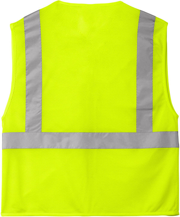 An image of a Custom CornerStone ANSI 107 Class 2 Economy Mesh Zippered Vest in Safety Yellow!