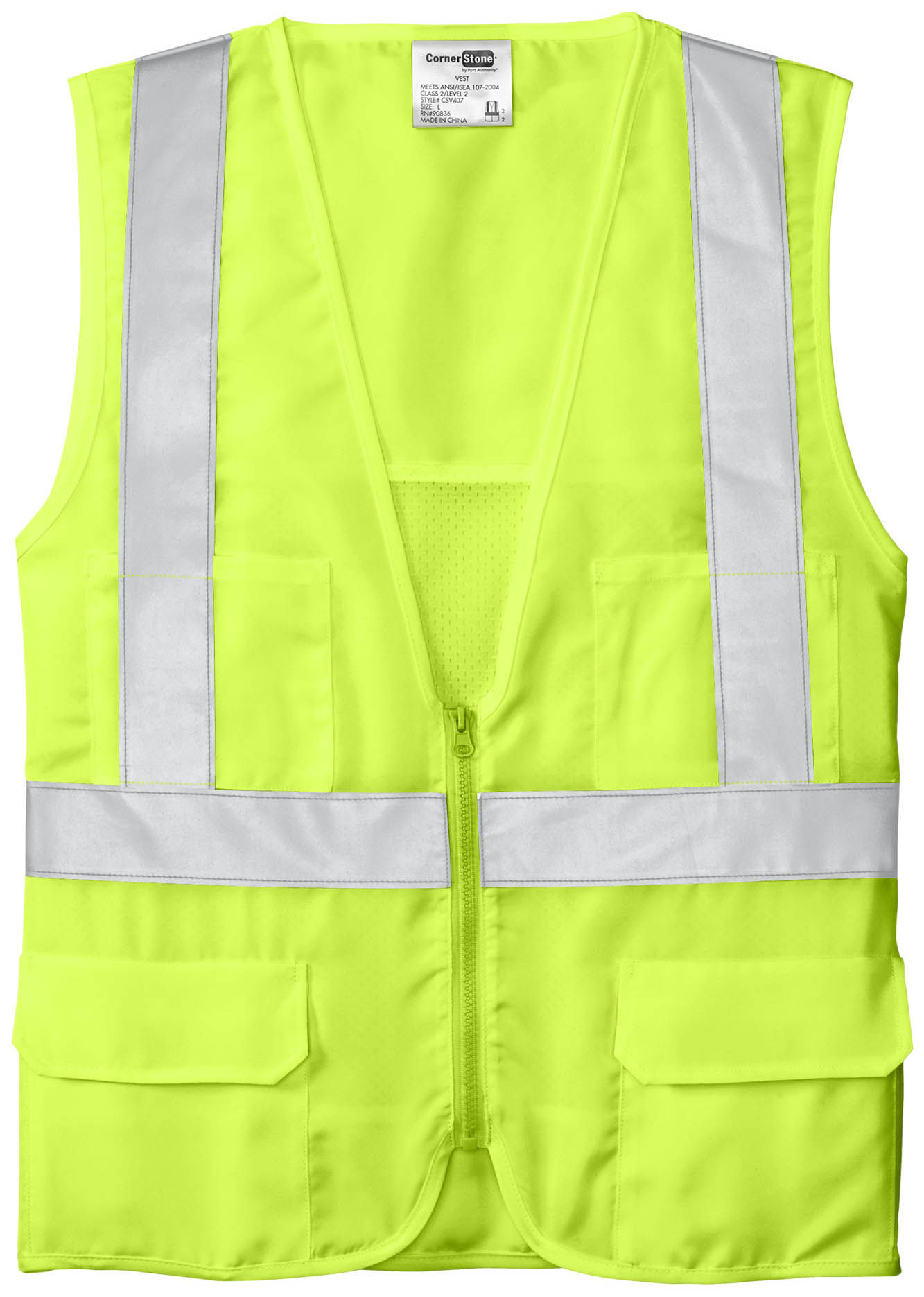 CornerStone ANSI 107 Class 2 Mesh Back Safety Vest in Safety Yellow