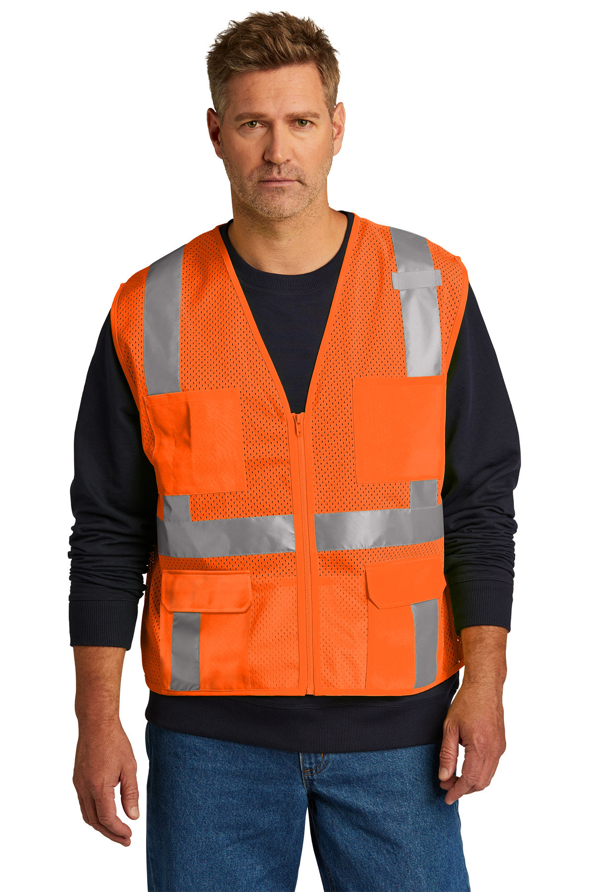 CornerStone ANSI 107 Class 2 Mesh Six Pocket Zippered Vest
