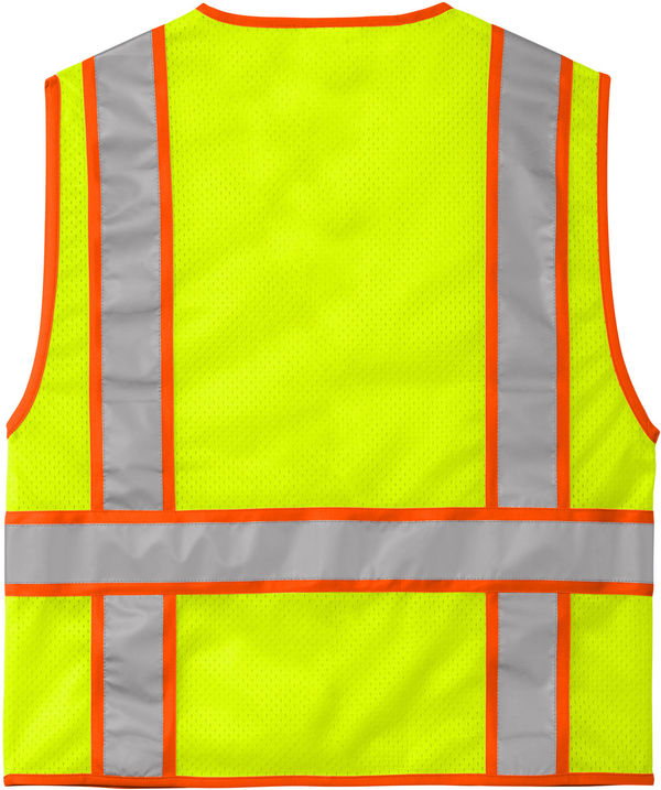 An image of a Custom CornerStone ANSI 107 Class 2 Mesh Zippered Two Tone Vest in Safety Yellow!