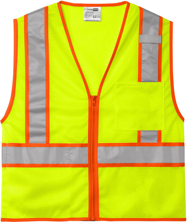 An image of a Custom CornerStone ANSI 107 Class 2 Mesh Zippered Two Tone Vest!