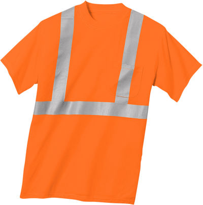 Am image of a Custom CornerStone ANSI 107 Class 2 Safety T Shirt in Safety Orange/Reflective!