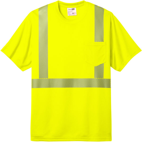 An image of a Custom CornerStone ANSI 107 Class 2 Segmented Tape Tee in Safety Yellow!