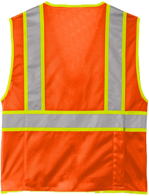 Am image of a Custom CornerStone ANSI 107 Class 2 Surveyor Zippered Two Tone Vest in Safety Orange!