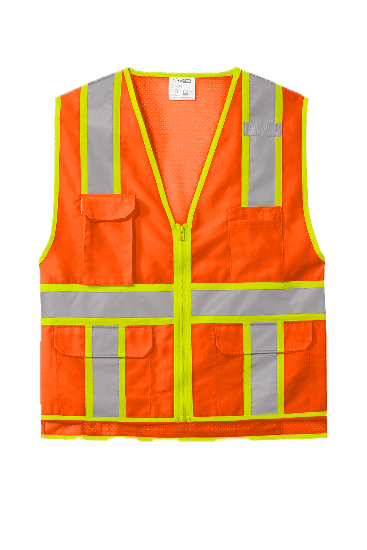 CornerStone ANSI 107 Class 2 Surveyor Zippered Two Tone Vest in Safety Orange