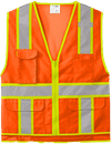 Am image of a Custom CornerStone ANSI 107 Class 2 Surveyor Zippered Two Tone Vest in Safety Orange!