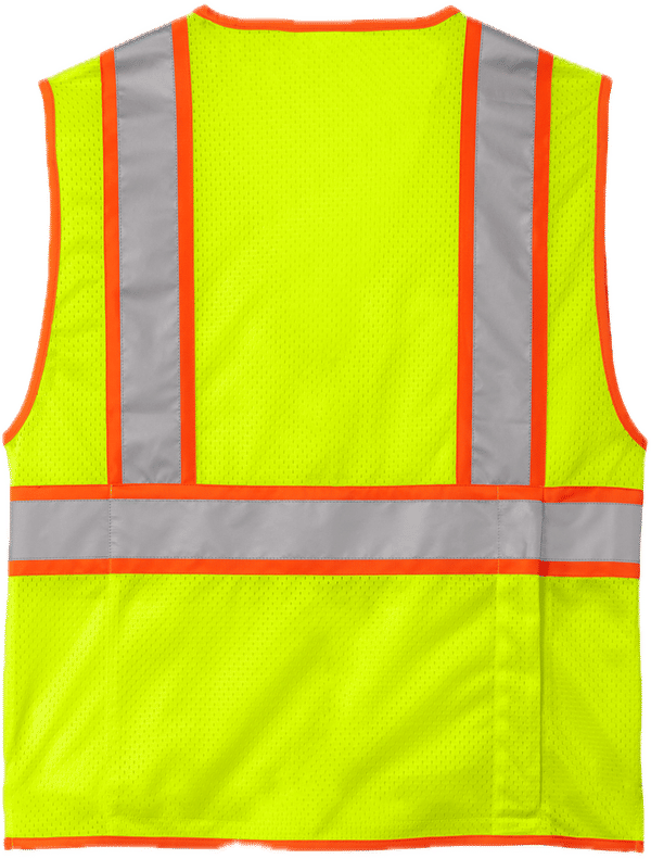 Am image of a Custom CornerStone ANSI 107 Class 2 Surveyor Zippered Two Tone Vest in Safety Yellow!
