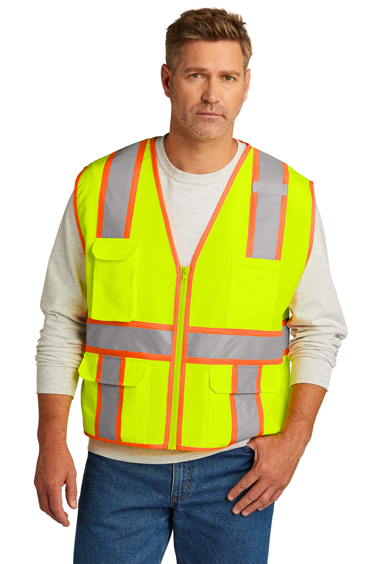 CornerStone ANSI 107 Class 2 Surveyor Zippered Two Tone Vest