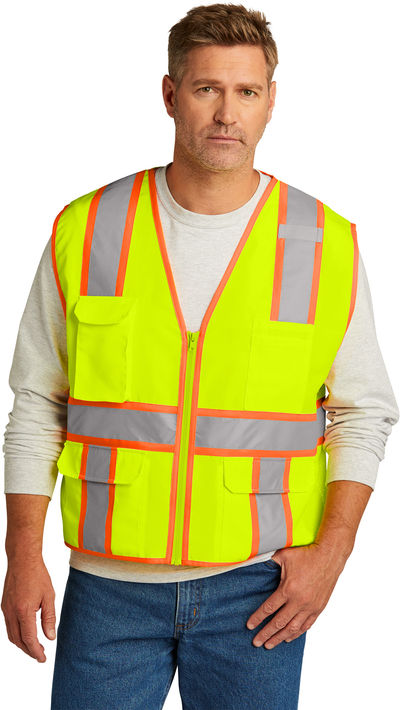 An image of a Custom CornerStone ANSI 107 Class 2 Surveyor Zippered Two Tone Vest!