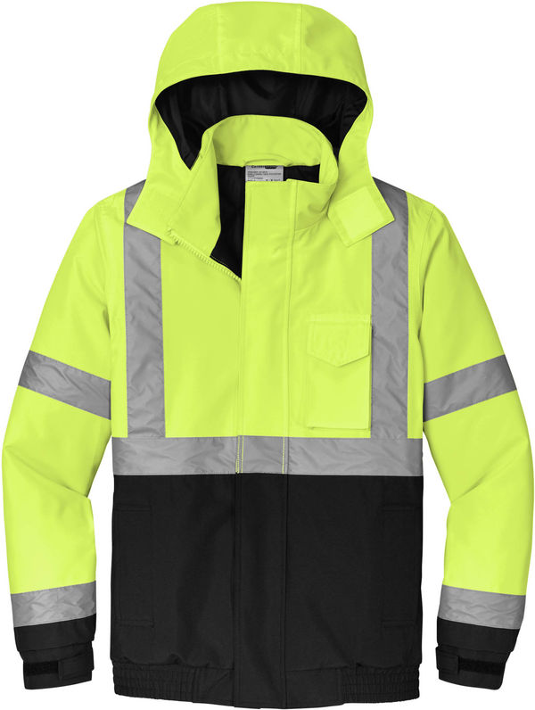 An image of a Custom CornerStone ANSI 107 Class 3 Economy Waterproof Insulated Bomber Jacket in Safety Yellow!