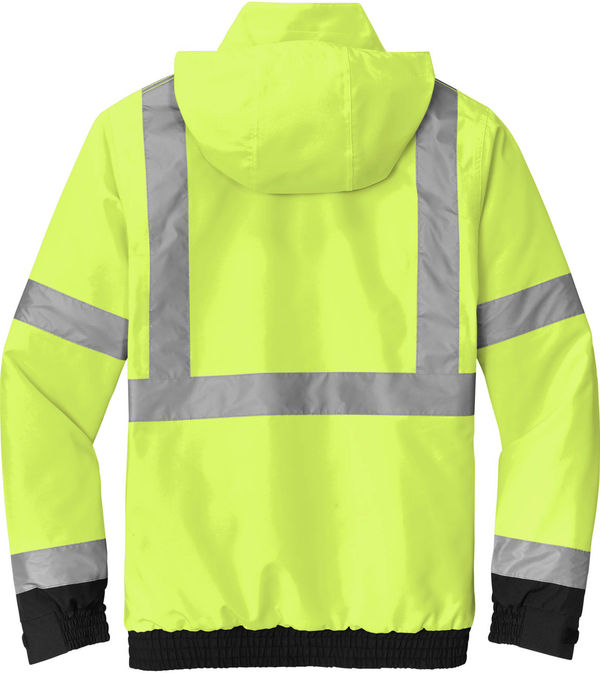 An image of a Custom CornerStone ANSI 107 Class 3 Economy Waterproof Insulated Bomber Jacket in Safety Yellow!