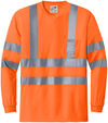 An image of a Custom CornerStone ANSI 107 Class 3 Long Sleeve Snag Resistant Reflective T Shirt in Safety Orange!