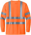 An image of a Custom CornerStone ANSI 107 Class 3 Long Sleeve Snag Resistant Reflective T Shirt in Safety Orange!