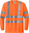 An image of a Custom CornerStone ANSI 107 Class 3 Long Sleeve Snag Resistant Reflective T Shirt in Safety Orange!