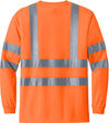 An image of a Custom CornerStone ANSI 107 Class 3 Long Sleeve Snag Resistant Reflective T Shirt in Safety Orange!