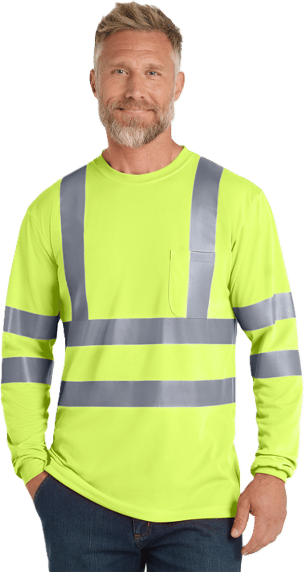 An image of a Custom CornerStone ANSI 107 Class 3 Long Sleeve Snag Resistant Reflective T Shirt!