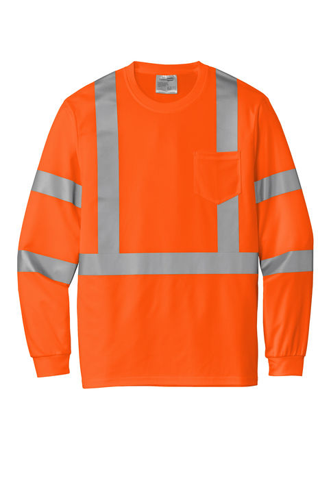 CornerStone ANSI 107 Class 3 Mesh Long Sleeve Tee in Safety Orange