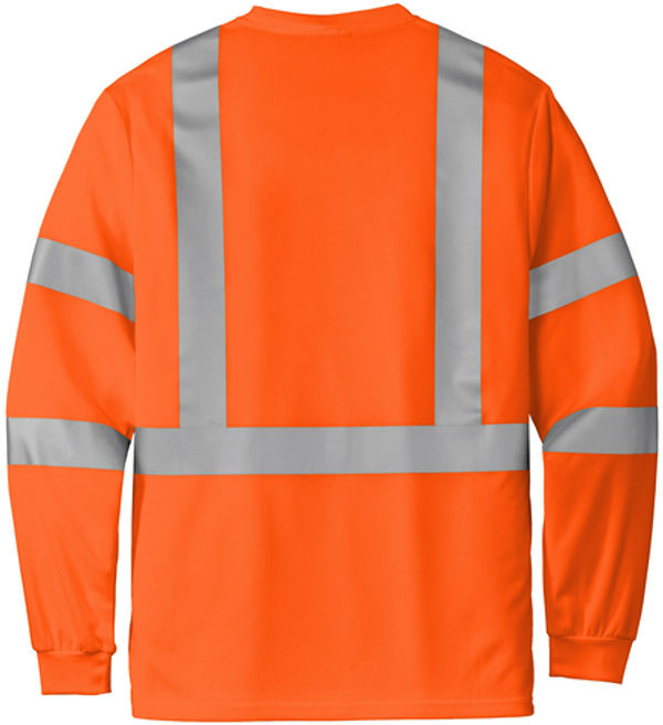 An image of a Custom CornerStone ANSI 107 Class 3 Mesh Long Sleeve Tee in Safety Orange!