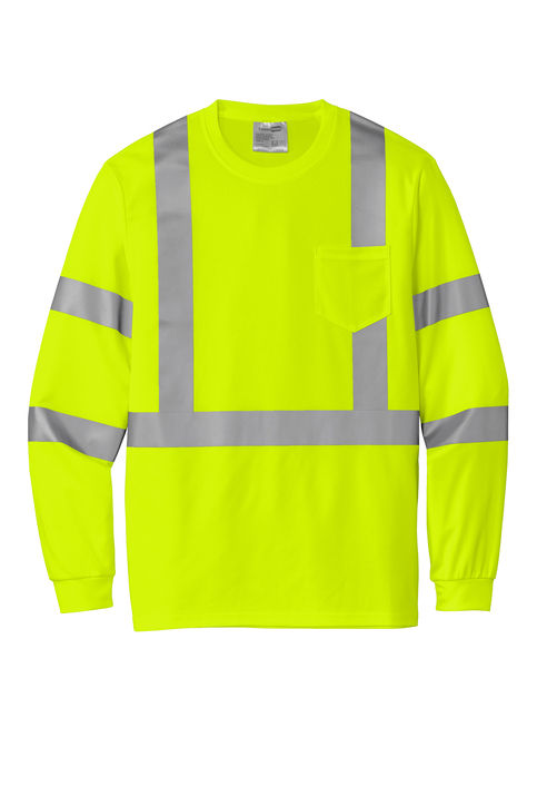 CornerStone ANSI 107 Class 3 Mesh Long Sleeve Tee in Safety Yellow