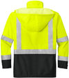 An image of a Custom Cornerstone ANSI 107 Class 3 Rain Jacket in Safety Yellow/Black!