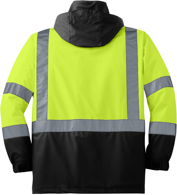 Am image of a Custom CornerStone ANSI 107 Class 3 Safety Windbreaker in Safety Yellow/Black!