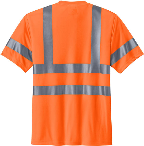 An image of a Custom CornerStone ANSI 107 Class 3 Short Sleeve Snag Resistant Reflective T Shirt in Safety Orange!
