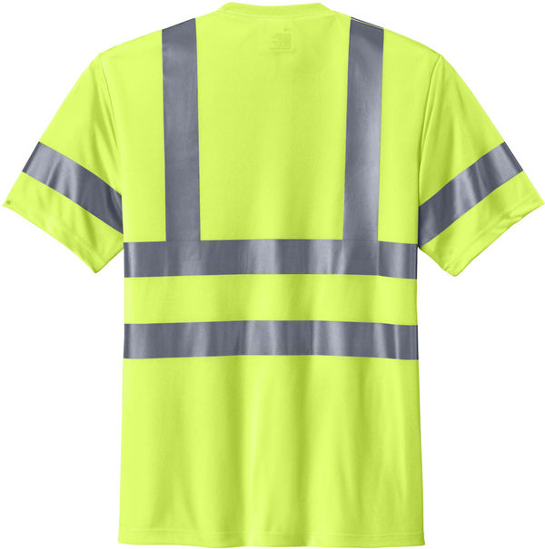 An image of a Custom CornerStone ANSI 107 Class 3 Short Sleeve Snag Resistant Reflective T Shirt in Safety Yellow!