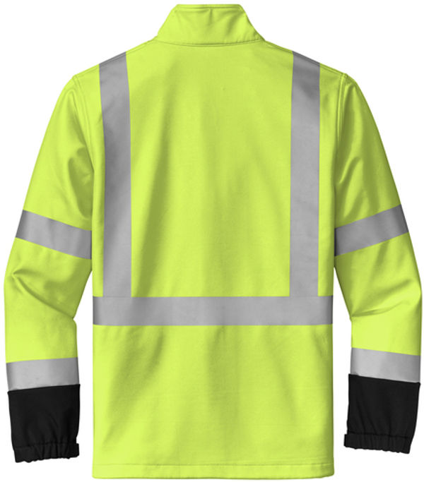 An image of a Custom Cornerstone ANSI 107 Class 3 Soft Shell Jacket in Safety Yellow!