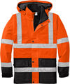 Am image of a Custom CornerStone ANSI 107 Class 3 Waterproof Parka in Safety Orange/Black!