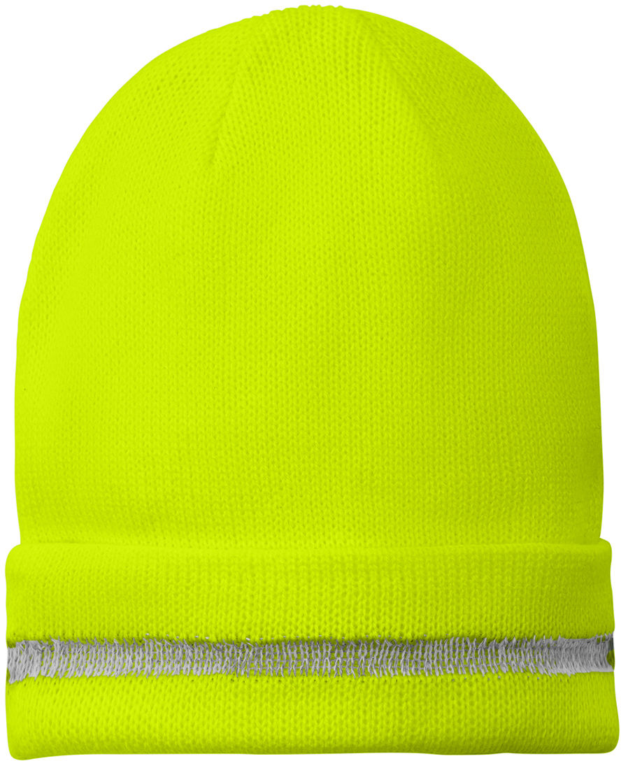CornerStone Enhanced Visibility Beanie with Reflective Stripe in Safety Yellow/Reflective