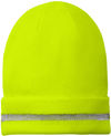 Am image of a Custom CornerStone Enhanced Visibility Beanie with Reflective Stripe in Safety Yellow/Reflective!