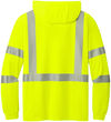 An image of a Custom Cornerstone SANSI 107 Class 3 Long Sleeve Segmented Tape Hooded Tee in Safety Yellow!