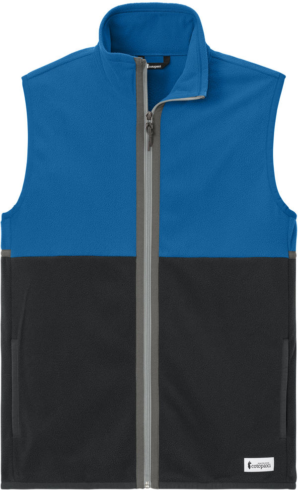 An image of a Custom Cotopaxi Amado Fleece Vest in Atlantic/ Black!