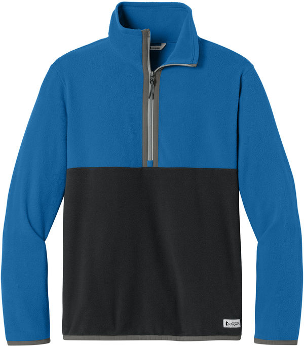 An image of a Custom Cotopaxi Amado Half Zip Fleece in Atlantic/ Black!
