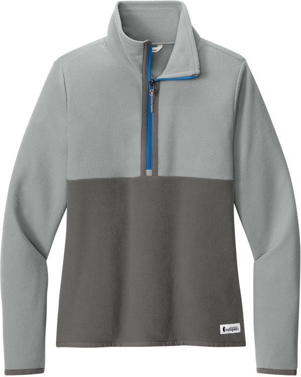 An image of a Custom Cotopaxi Amado Womens Half Zip Fleece in Smoke/ Cinder!