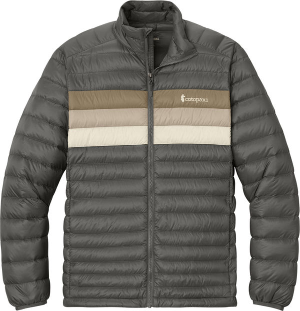 An image of a Custom Cotopaxi Fuego Down Jacket in Cinder/ Desert!